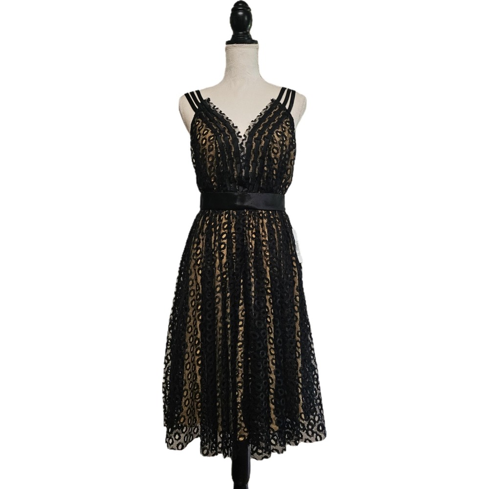 NWT Marc Bouwer Glamit $595 Black Lace Fit & Flare Dress Size 6‎ Whimsigoth Hoco